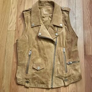 BLANK NYC Taupe Beige Suede Moto Zipper Vest L, SHIPS TODAY!‎